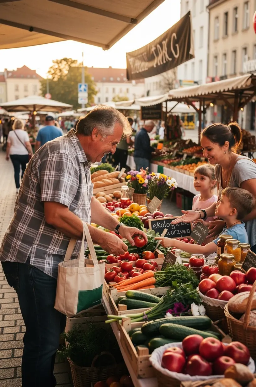 Zbliżenie na twarz osoby zrelaksowanej, uśmiechniętej mimo chaosu w tle.
